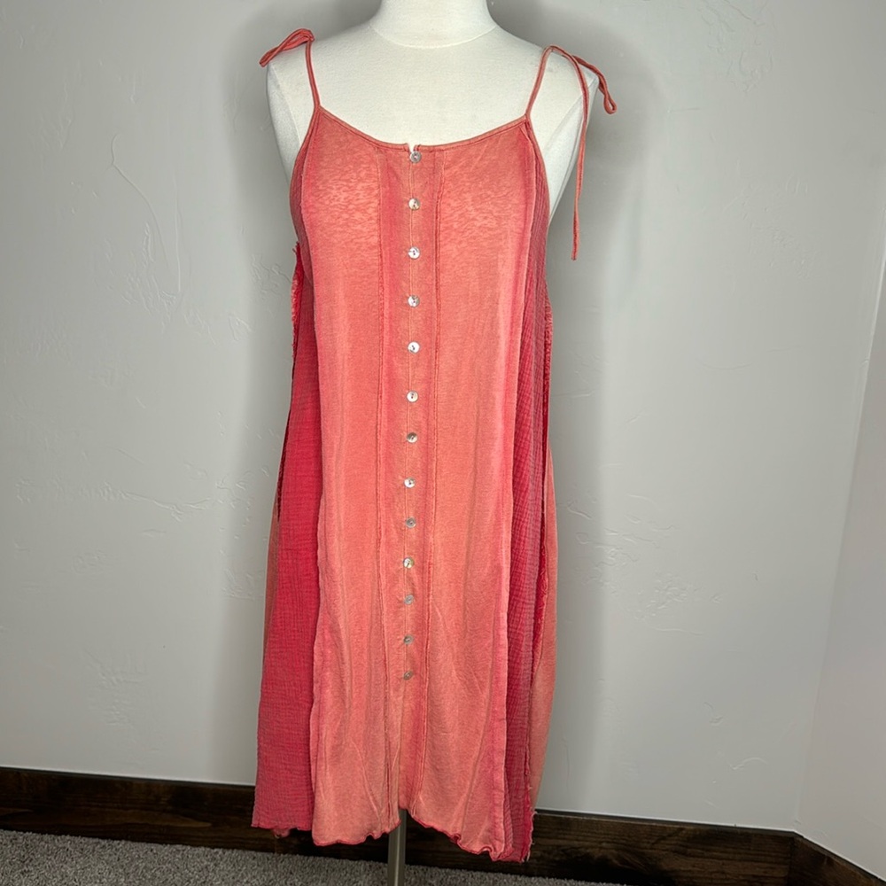 POL Button front Spaghetti strap Midi Relaxed fit Dress Size Medium